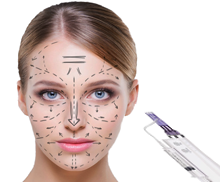 Bild von einer jungen Frau mit einer Nano - Needling Behandlung im Gesicht.