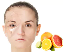 Bild mit jungen Frau mit einer Fruchtsäure-Therapie Kosmetik Behandlung.