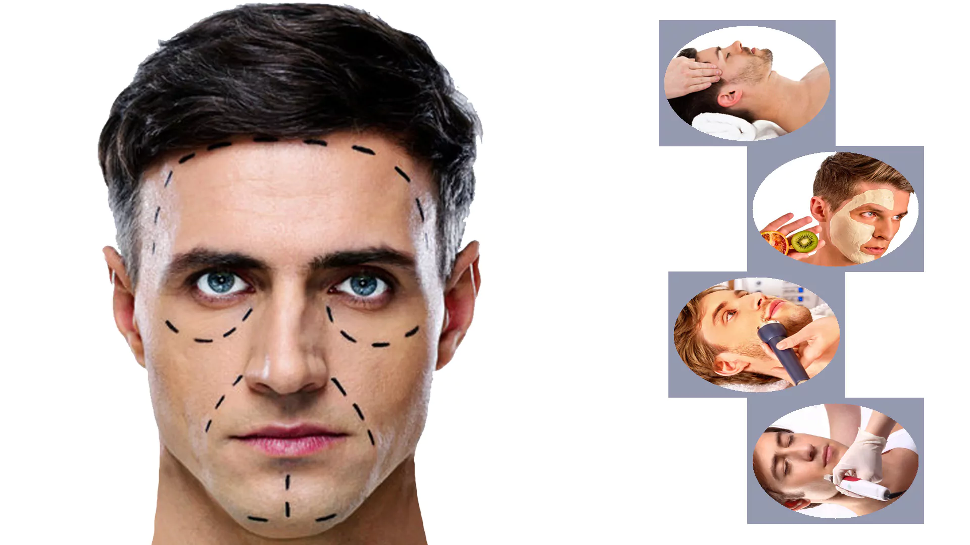 Bild eines Mannes mit Anti Age Behandlung im Gesicht.