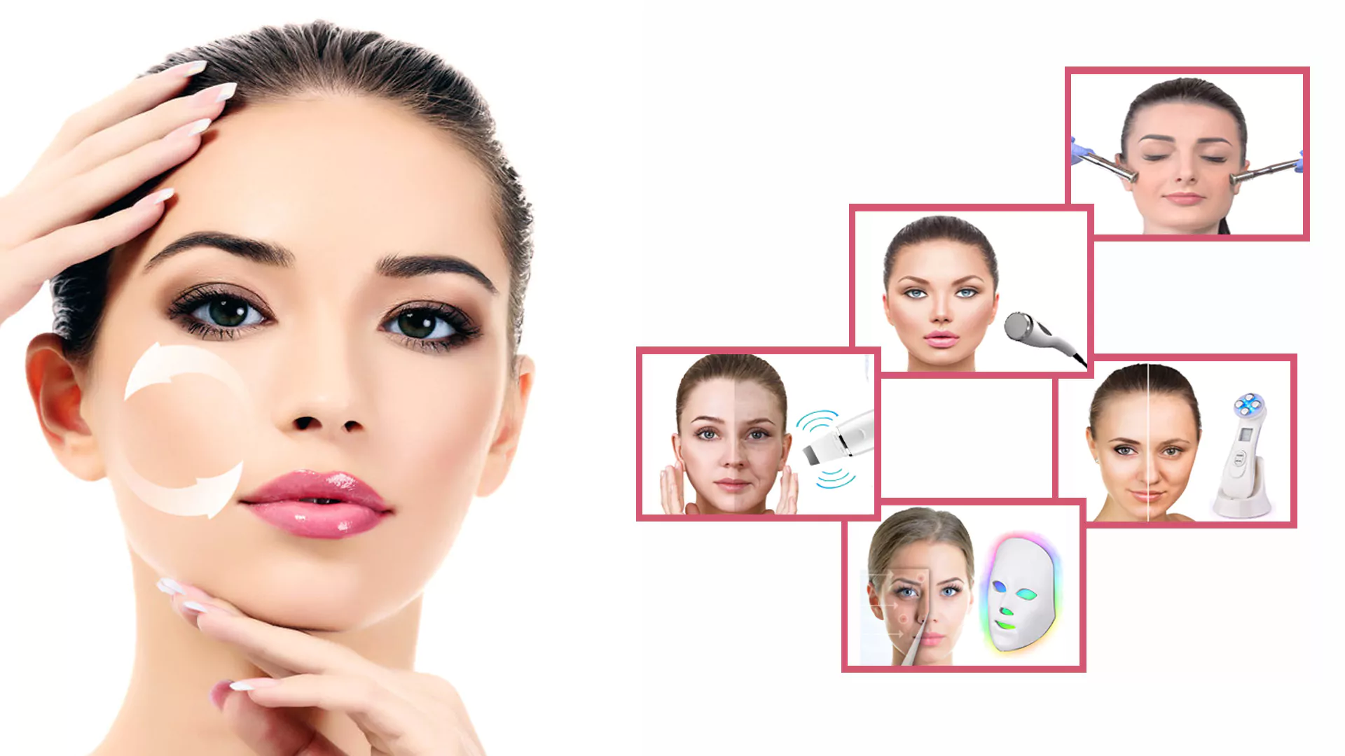 Bild einer jungen Frau mit Apparativ Kosmetik Behandlung im Gesicht.