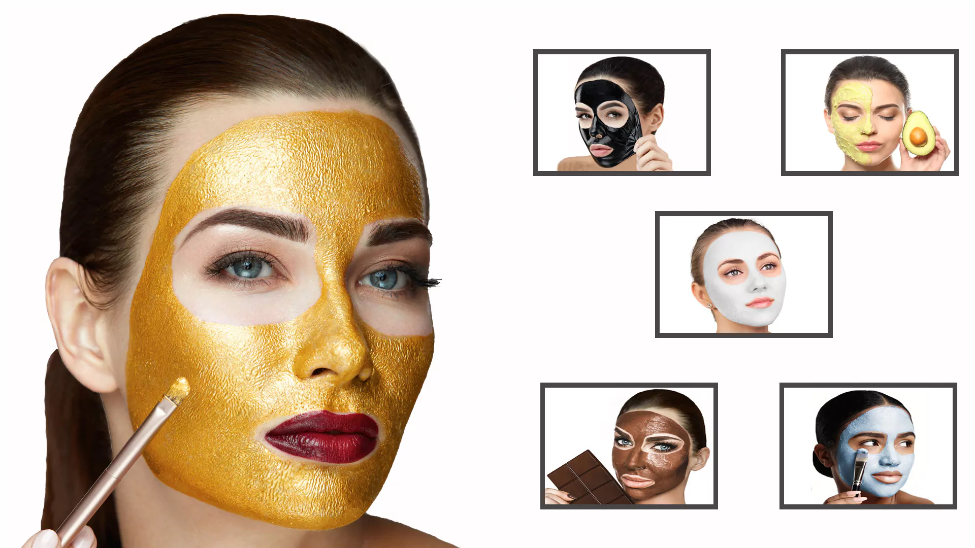 Bild einer jungen Frau mit Kosmetik Masken Behandlung im Gesicht.