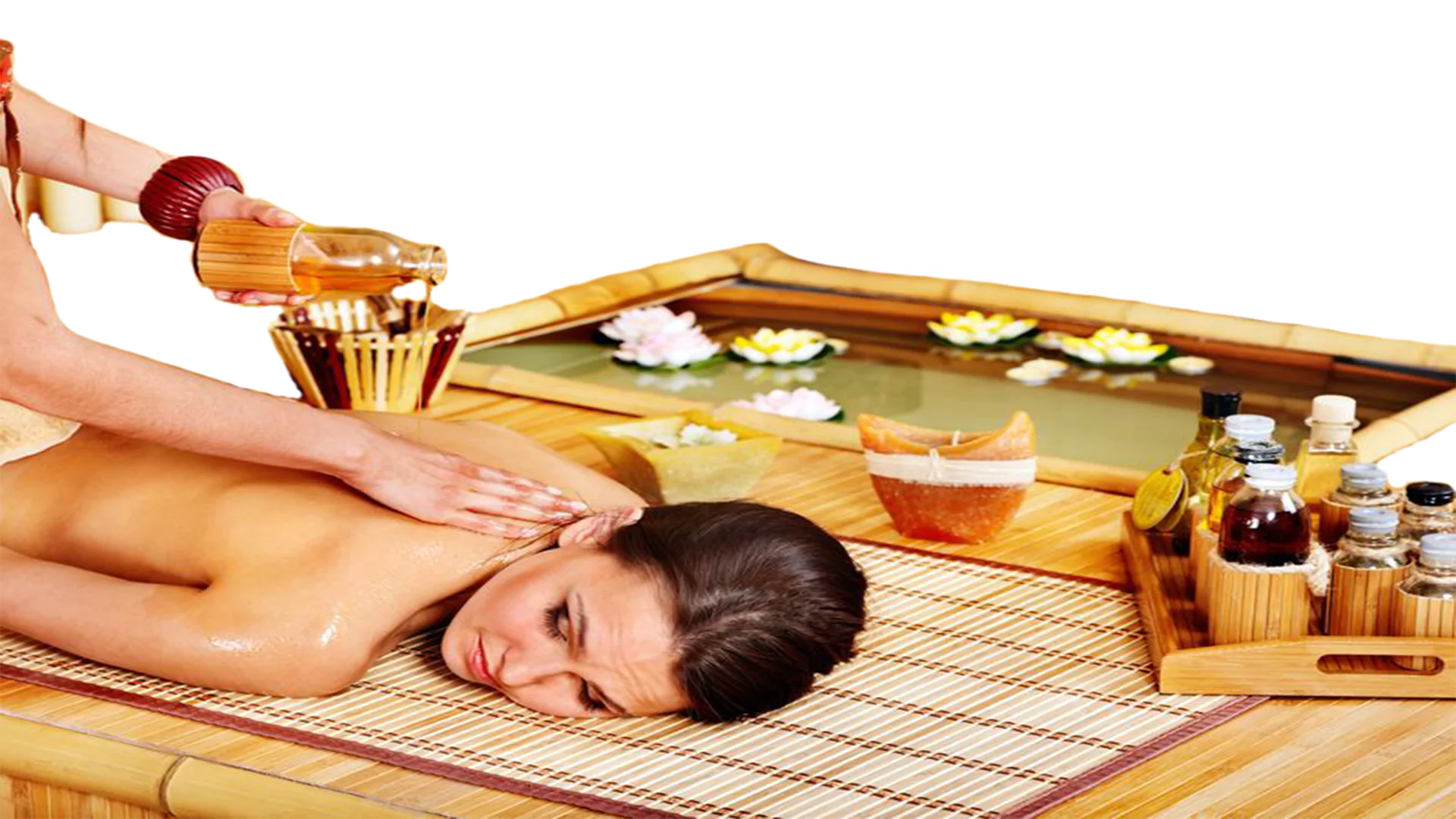 Bild einer jungen Frau bei einer Aroma - Massage.