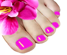 Fuß mit einer Nagelprothetik-Gel-pink.
