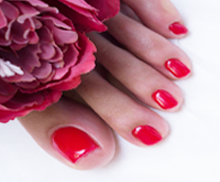Bild von einen Fuß Nagelprothetik Gel Naildesign.