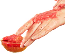 Bild von einer Hand -Peeling Behandlung.